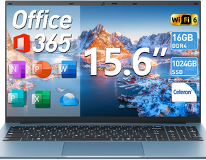 Portátil Haus Mobil 24 ® de 15.6 polegadas com Windows 365, 16GB RAM, SSD de 1024GB, Wi-Fi 6, ideal p.