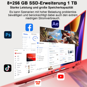 bvate 14-Zoll-Laptop-Computer, 8 GB DDR4, Quad-Core N5095 CPU Notebook Notebook