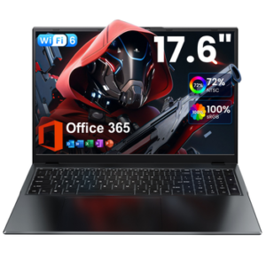 Portátil com tela de 17.6" e tecnologia Wi-Fi 6 para alta velocidade de conexão.