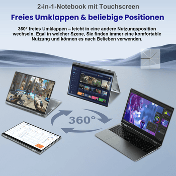 MENGHU 2-in-1 Laptop Tablet EZbook Intel N95 Windows11 16GB RAM 640GB SSD Notebook