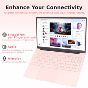 Auusda T156A Rosa/Silber Laptop, 15.6 Zoll, 3050e Prozessor, 512TB NVMe SSD Notebook