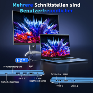 MENGHU 18,5" Business Laptop Windows 11, Intel Celeron i3-10100Y, 1024GB SSD Notebook