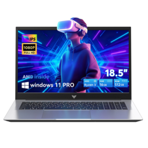 Laptop Elector Nova com visor de 18.5" e tecnologia VR para jogos imersivos.