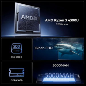 ACEMAGIC Laptop LX16Pro, 16 Zoll, AMD Ryzen™ 3 4300U, 16GB RAM, 512GB SSD Notebook