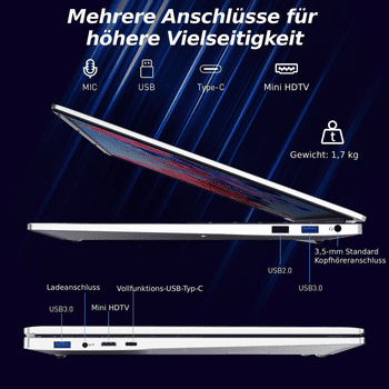 Laptop Haus Mobil 24 ® com várias portas e funcionalidades avançadas.