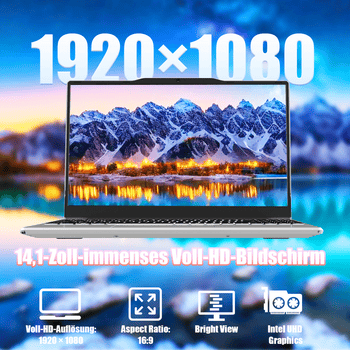 Monitor 14,1 polegadas Full HD com alta resolução.