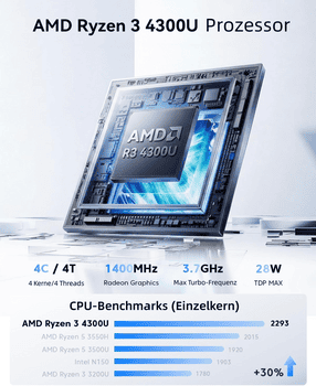 ACEMAGIC 18.5 Zoll FHD Notebook, AMD Ryzen 3, 16GB RAM, 512GB SSD Notebook