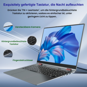 MENGHU 2-in-1 Laptop 16 Zoll Touchscreen Intel N95 16GB RAM 640GB SSD Win 11 Notebook