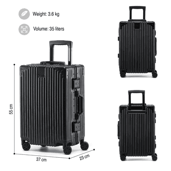 KOFA Handgepäckkoffer GENEVA, 55cm Alu-Rahmen & Polycarbonat-Hartschale, 4 Rollen, TSA Schloss