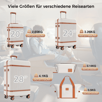 VALLSERO Trolleyset Hartschalen-Koffer set Rollkoffer, Reisekoffer, Handgepäck 4 Rollen, ABS-Material, TSA Zollschloss