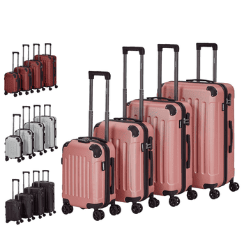 Arebos Kofferset Reisekoffer 4er Set Hartschalen Koffer Trolley S-M-L-XL-Set, 4 Rollen, , Teleskopstange