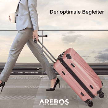 Arebos Kofferset Reisekoffer 4er Set Hartschalen Koffer Trolley S-M-L-XL-Set, 4 Rollen, , Teleskopstange