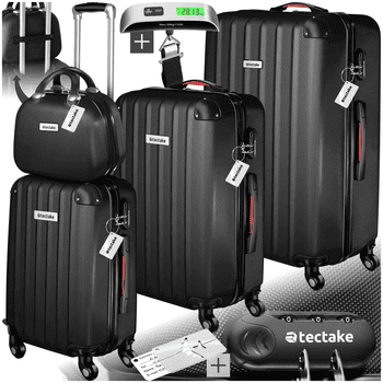 tectake Trolley Hartschalen-Trolley Cleo - Ineinander stapelbares Set mit Rollen, 4 Rollen, 360° drehbare, leichtgängige, abnehmbare Rollen