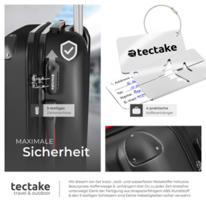 tectake Trolley Hartschalen-Trolley Cleo - Ineinander stapelbares Set mit Rollen, 4 Rollen, 360° drehbare, leichtgängige, abnehmbare Rollen