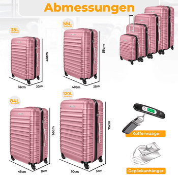 KESSER Kofferset, 4 Rollen, , 4tlg. Hartschalenkofferset Hartschalenkoffer Reisekoffer Set