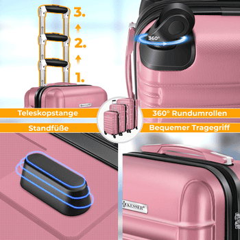 KESSER Kofferset, 4 Rollen, , 4tlg. Hartschalenkofferset Hartschalenkoffer Reisekoffer Set