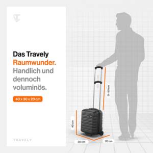 Travely Koffer Polycarbonat Koffer - Reisekoffer, Hartschalenkoffer, Trolley, 2 Rollen, Handgepäck Koffer 40x30x20cm