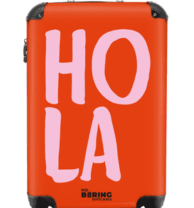 NoBoringSuitcases.com© Hartschalen-Trolley Rot und rosa Zitat 'hola' 55x35x20cm, 4 Rollen, Handgepäck Koffer & Trolleys, Luggage, Reisekoffer Frauen