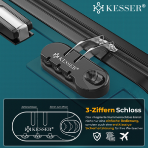 KESSER Hartschalen-Trolley Reisekoffer Handgepäck 55L Koffer Inkl. Kofferwaage + Gepäckanhänger, 4 Rollen, Rollkoffer ABS-Hartschale mit 4 Rollen, Zahlenschloss & Teleskopgriff