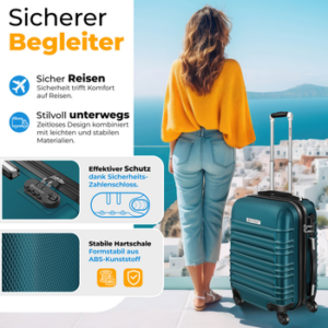 KESSER Hartschalen-Trolley Reisekoffer Handgepäck 55L Koffer Inkl. Kofferwaage + Gepäckanhänger, 4 Rollen, Rollkoffer ABS-Hartschale mit 4 Rollen, Zahlenschloss & Teleskopgriff