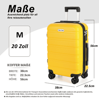 TAN.TOMI Handgepäckkoffer S/M/L/Set Koffer Hartschale Leicht Reisekoffer ABS Geräumig Haltbar, Trolley Handgepäck Große Kapazität