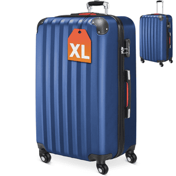 monzana Hartschalen-Trolley, 4 Rollen, Rollkoffer Zahlenschloss Reisekoffer Hartschalenkoffer Trolley XL Blau