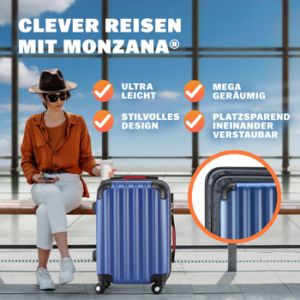 monzana Hartschalen-Trolley, 4 Rollen, Rollkoffer Zahlenschloss Reisekoffer Hartschalenkoffer Trolley XL Blau