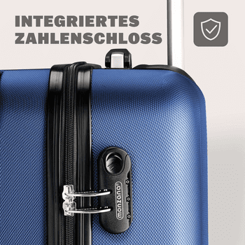 monzana Hartschalen-Trolley, 4 Rollen, Rollkoffer Zahlenschloss Reisekoffer Hartschalenkoffer Trolley XL Blau