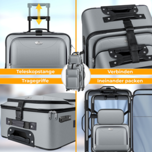 KESSER Kofferset, 4 Rollen, , mit 3-Ziffern-TSA-Schloss, 360° Rollen & Teleskopgriff