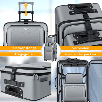 KESSER Kofferset, 4 Rollen, , mit 3-Ziffern-TSA-Schloss, 360° Rollen & Teleskopgriff