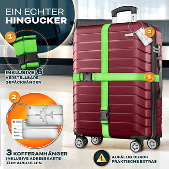 tillvex Trolleyset Reisekoffer Set Koffer Hartschale Trolley Kofferset Tasche, , Reisekoffer Set 3-TLG. + Gepäckwaage, 6X Gurte & 3X Anhänger Kofferset