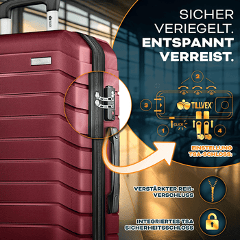 tillvex Trolleyset Reisekoffer Set Koffer Hartschale Trolley Kofferset Tasche, , Reisekoffer Set 3-TLG. + Gepäckwaage, 6X Gurte & 3X Anhänger Kofferset