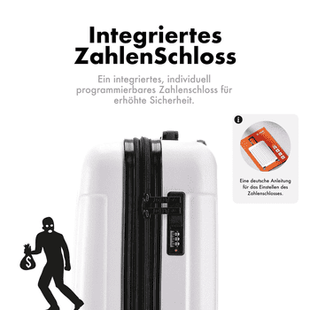 Flexot Hartschalen-Trolley F-3045 – Kofferset – ABS-Hartschale, 4 Rollen, Robuster und moderner Koffer mit vier 360° Rollen und Zahlenschloss