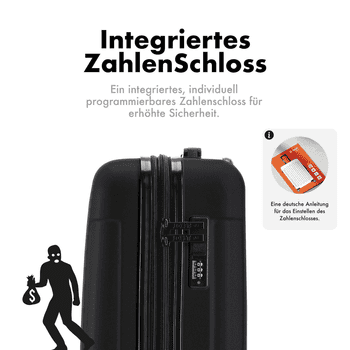 Flexot Hartschalen-Trolley F-3045 – Kofferset – ABS-Hartschale, 4 Rollen, Robuster und moderner Koffer mit vier 360° Rollen und Zahlenschloss