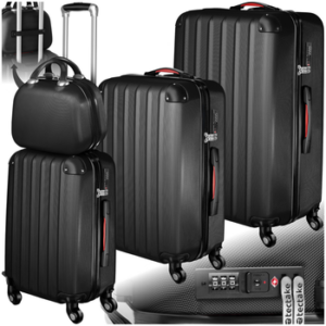 tectake Trolley Hartschalenkoffer-Set Pucci - Robust und ineinander stapelbar, 4 Rollen, Dreistelliges Sicherheits-Zahlenschloss inklusive