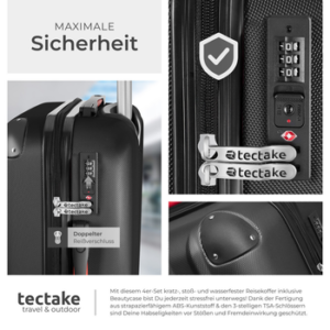 tectake Trolley Hartschalenkoffer-Set Pucci - Robust und ineinander stapelbar, 4 Rollen, Dreistelliges Sicherheits-Zahlenschloss inklusive