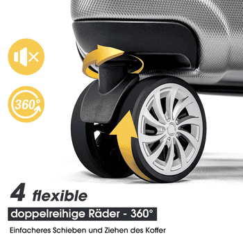 Merax Trolleyset, , Hartschalenkofferset, TSA-Schloss, Doppelrollen