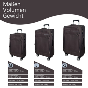 My Travel Bag Koffer 3090 Stoffkoffer 4-Rollen Trolley Reisekoffer Tasche Reisetasche, inkl. Dehnungsfuge und 360° Rolle