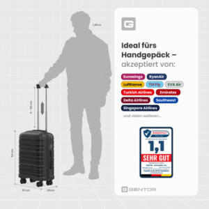 GENTOR Hartschalen-Trolley Koffer Reisekoffer Hartschalenkoffer Trolley Rollkoffer Handgepäck, 4 Rollen, PP Harteschalenkoffer & Reisekoffer