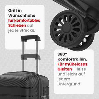 GENTOR Hartschalen-Trolley Koffer Reisekoffer Hartschalenkoffer Trolley Rollkoffer Handgepäck, 4 Rollen, PP Harteschalenkoffer & Reisekoffer