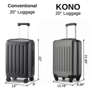 KONO Handgepäckkoffer Hartschale Koffer Zwillingsrollen ABS Handgepäck Bordgepäck 4 Rollen