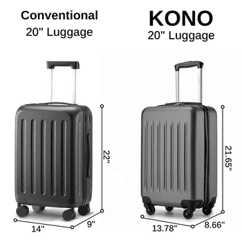 KONO Handgepäckkoffer Hartschale Koffer Zwillingsrollen ABS Handgepäck Bordgepäck 4 Rollen
