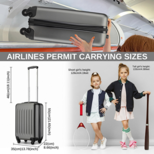 KONO Handgepäckkoffer Hartschale Koffer Zwillingsrollen ABS Handgepäck Bordgepäck 4 Rollen