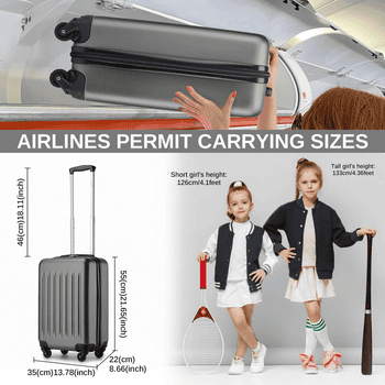 KONO Handgepäckkoffer Hartschale Koffer Zwillingsrollen ABS Handgepäck Bordgepäck 4 Rollen