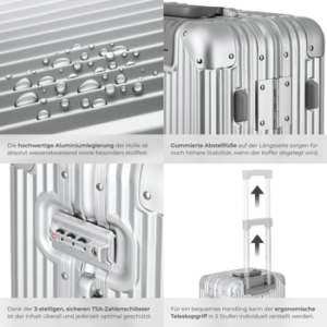 tectake Trolley Aluminium Boardtrolley, 4 Rollen, eloxierte Aluminiumlegierung