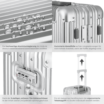 tectake Trolley Aluminium Boardtrolley, 4 Rollen, eloxierte Aluminiumlegierung – Bild 5