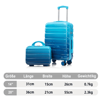 LVHOM Hartschalen-Trolley Handgepäck-Trolley & Koffer Set, 14"/20"/24"/28", leise Rädern für Tour, Geschäftstrip, Familienurlaub, längere Erkundungen, Flughafentransfers