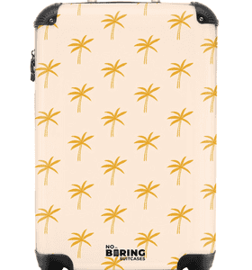 NoBoringSuitcases.com© Hartschalen-Trolley Beige mit gelben Palmen 55x35x20cm, 4 Rollen, Handgepäck Koffer & Trolleys, Luggage, Reisekoffer Frauen