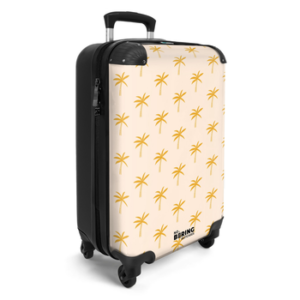 NoBoringSuitcases.com© Hartschalen-Trolley Beige mit gelben Palmen 55x35x20cm, 4 Rollen, Handgepäck Koffer & Trolleys, Luggage, Reisekoffer Frauen