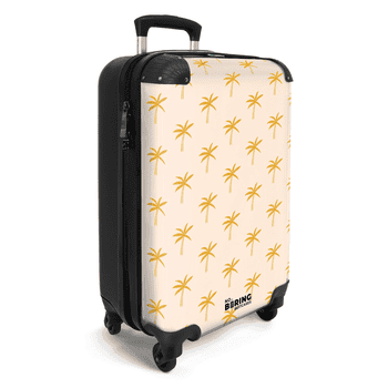 NoBoringSuitcases.com© Hartschalen-Trolley Beige mit gelben Palmen 55x35x20cm, 4 Rollen, Handgepäck Koffer & Trolleys, Luggage, Reisekoffer Frauen